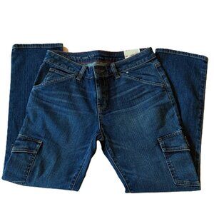 NWT Talbots Signature Denim Capri 4 / 27 Cargo Pockets Straight Leg DK Wash